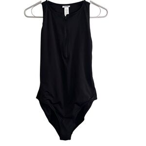 Andie Black Zip-Front One-Piece Swimsuit